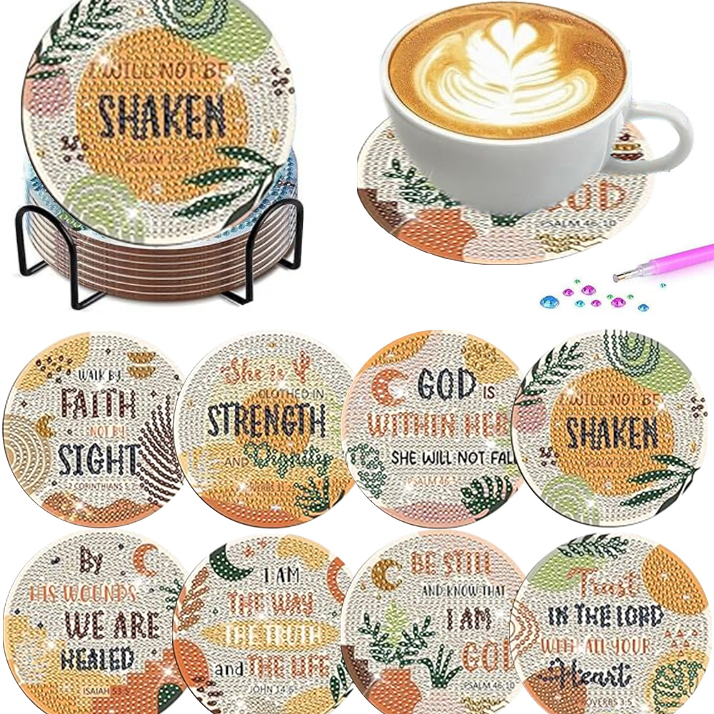 Resin Art Coasters - Conjunto de 8 Porta-Copos de Pintura
