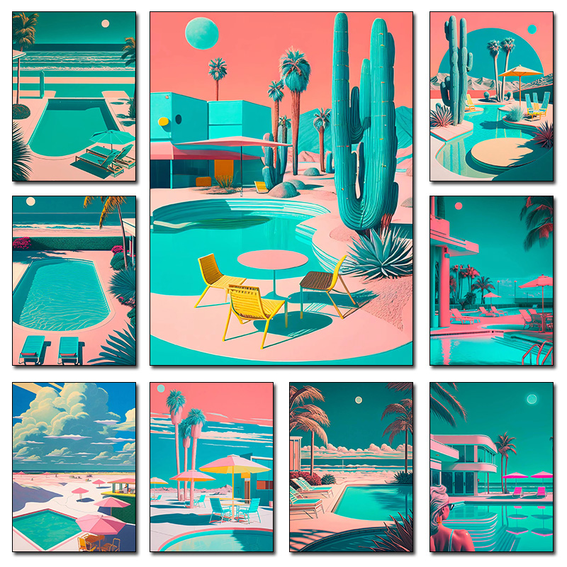 Resin Art Tree - Pôster de Pintura Diamante Retrô Futurista