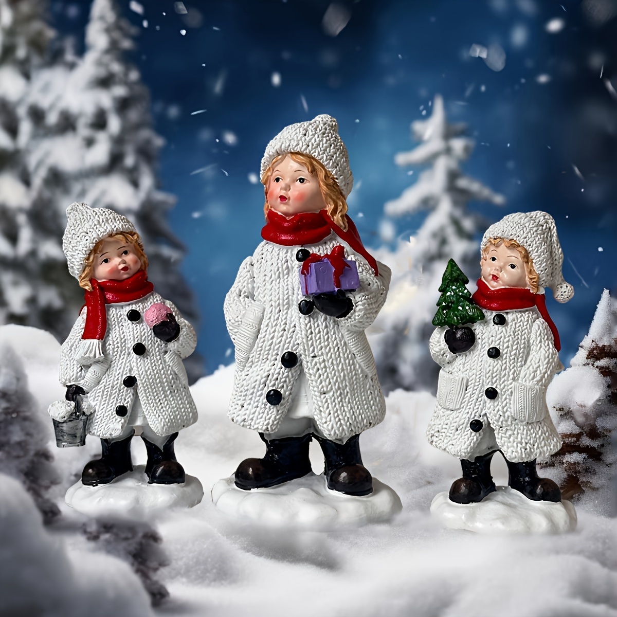 Lindo boneco de neve estátua d - Resin Art Tree avaliação e preço