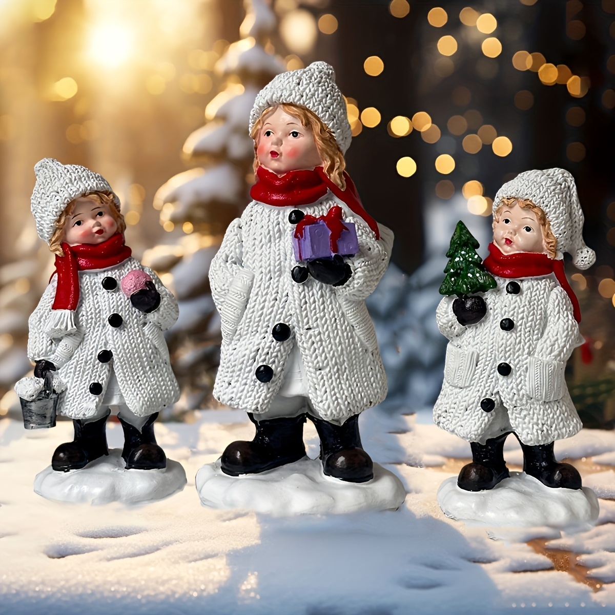 Lindo boneco de neve estátua d - Resin Art Tree avaliação e preço