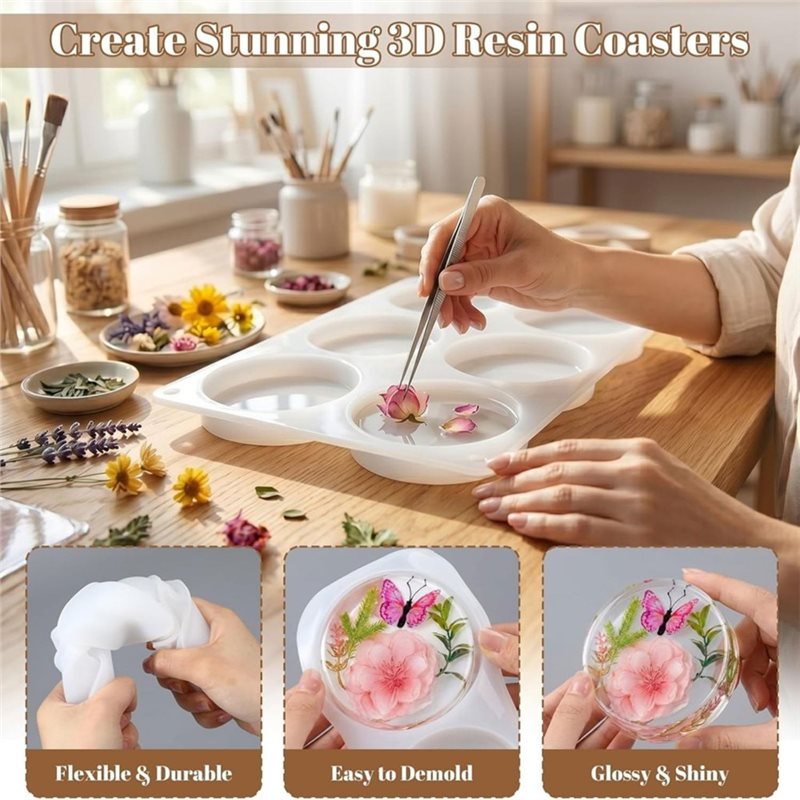 [ABFI!】 Moldes de resina para  - Resin Art Coasters avaliação e preço
