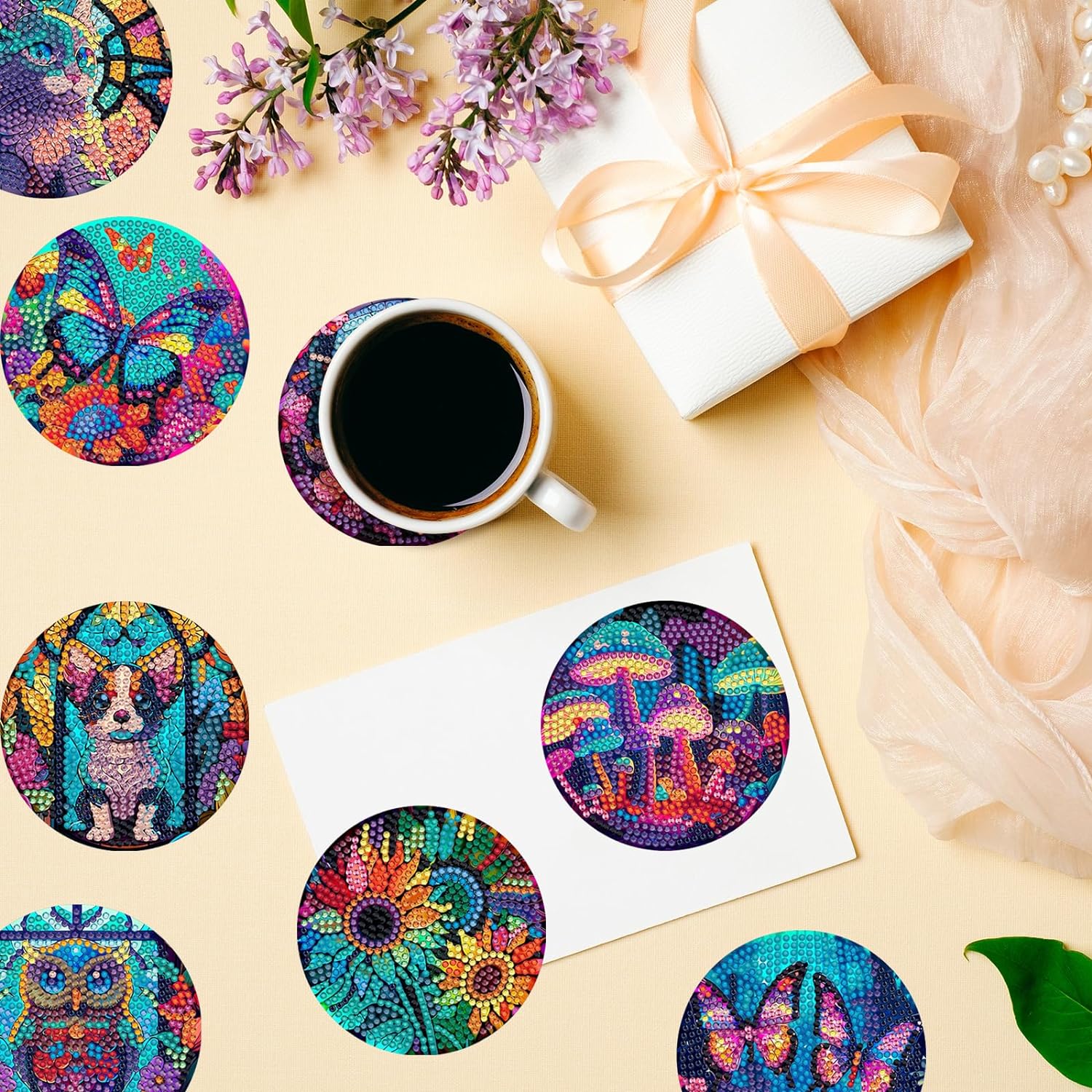 Sdoyuno 8 pçs porta-copos de a - Resin Art Coasters avaliação e preço