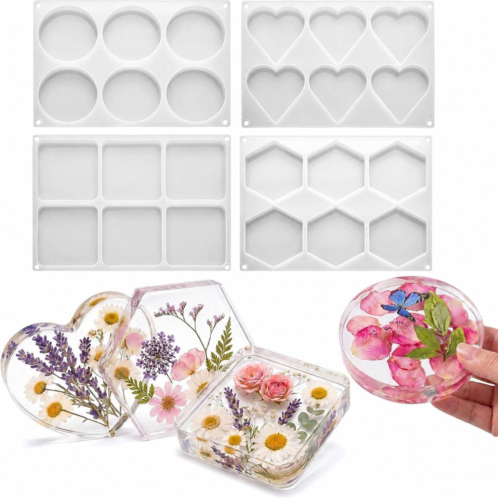 4 Peças de Moldes de Resina Pr - Resin Art Coasters avaliação e preço